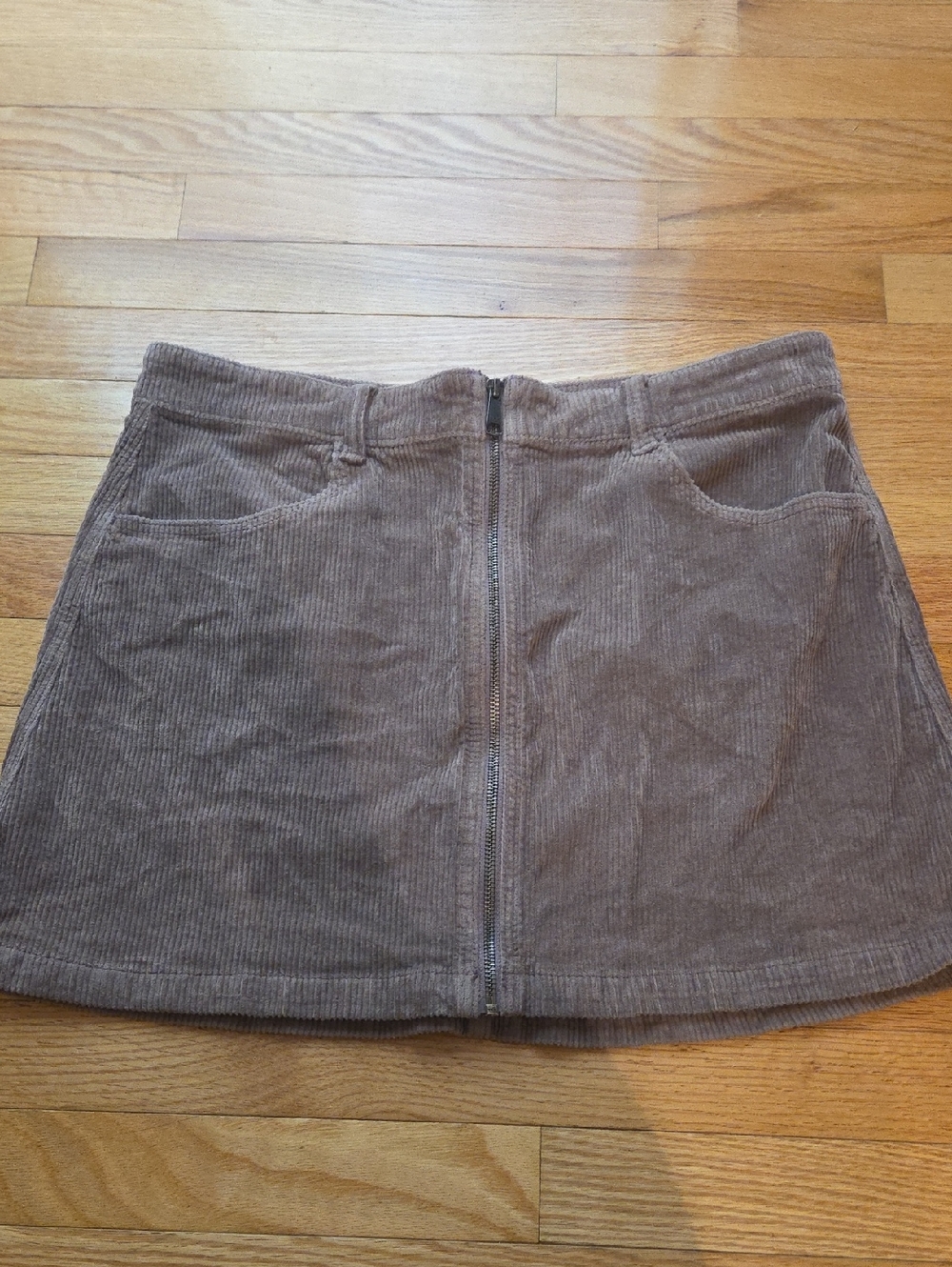 American Eagle Outfitters Mauve Corduroy Zip-Up Mini Skirt